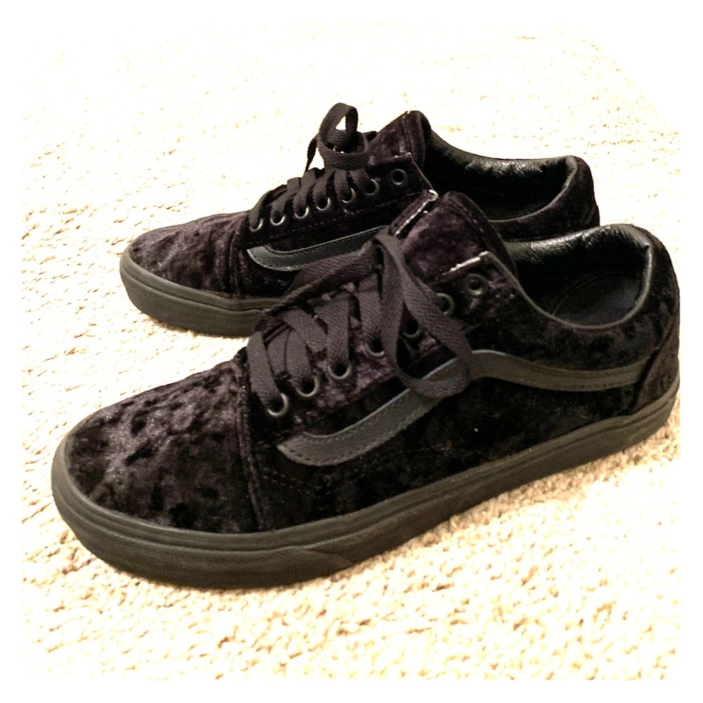 Black Crushed Velvet Vans